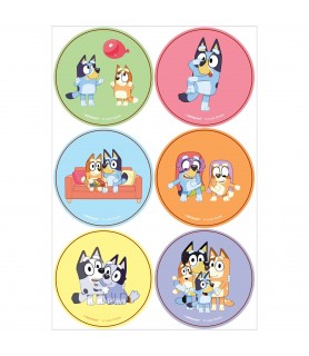 Bluey Large Round Stickers / Favors (4 sheets)