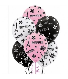Bridal Shower 'A Day in Paris' Latex Balloons (6ct)