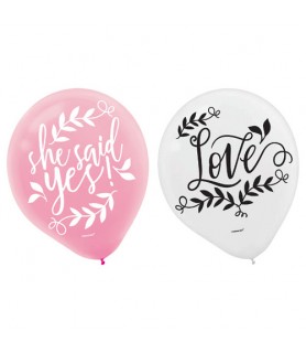 Wedding and Bridal 'Love and Leaves' Latex Balloons (15ct)