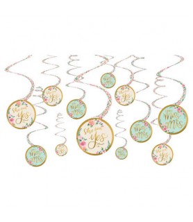 Wedding and Bridal 'Mint to Be' Hanging Swirl Decorations (12pc)