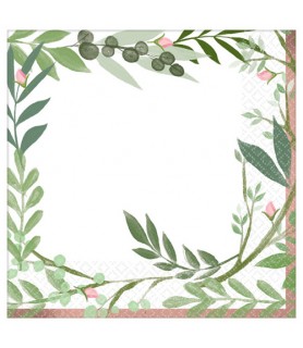 Wedding and Bridal 'Love and Leaves' Lunch Napkins (16ct)