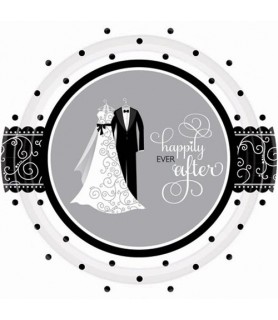 Black and White Wedding Extra Large Paper Plates (8ct)