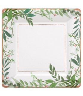 Wedding and Bridal 'Love and Leaves' Extra Large Paper Plates (8ct)