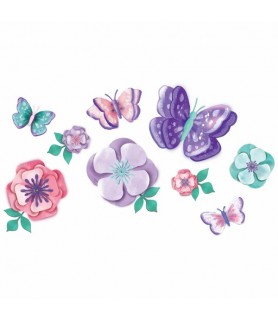 Floral Birthday 'Flutter' Floral Paper Wall Decorations (1ct)