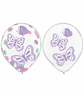 Floral Birthday 'Flutter' Latex Confetti Balloons (6pc)