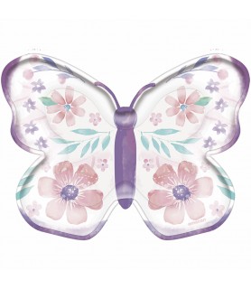 Floral Birthday 'Flutter' Shaped Small Paper Plates (8ct)