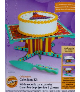 Happy Birthday Stripes and Polka Dots Cake Stand w/ Server (2pc)