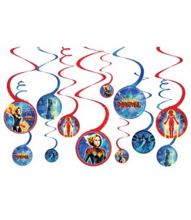 Captain Marvel Hanging Swirl Decorations (12pc)