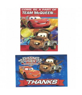 Disney Cars Team McQueen Invitations and Thank You Cards with Envelopes (8ct each)