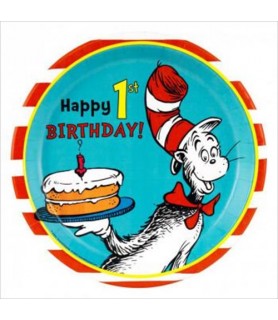 Cat in the Hat 1st Birthday Large Paper Plates (8ct)