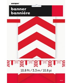 Red Chevron and Dots Paper Banner (1ct)