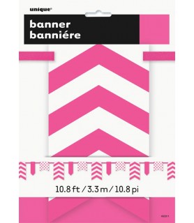 Hot Pink Chevron and Dots Paper Banner (1ct)