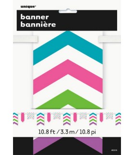 Bright Rainbow Chevron and Dots Paper Banner (1ct)