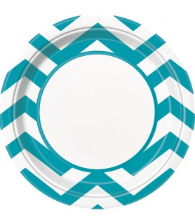 Teal Chevron Large Paper Plates (8ct)