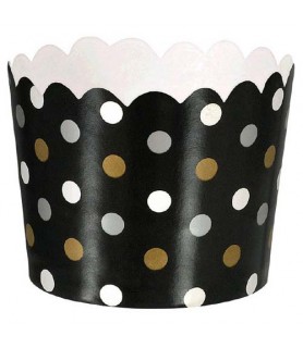 Black, Silver, and Gold Polka Dots Mini Paper Cups (36ct)
