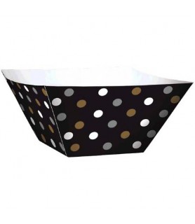 Black, Silver, and Gold Polka Dots Mini Square Bowls (24ct)