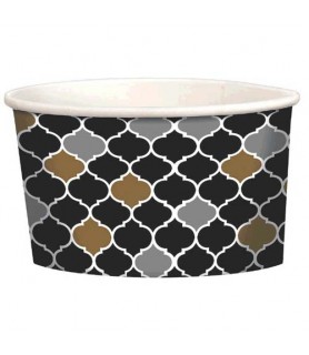 Black, Silver, and Gold Scallops Ice Cream Cups (12ct)