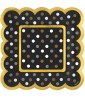 Black, Silver, and Gold Polka Dots Small Scalloped Appetizer Plates (36ct)