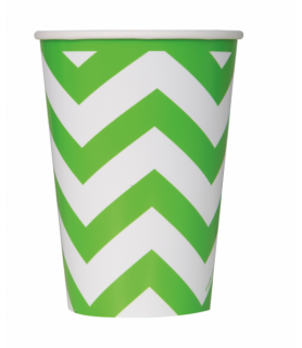 Kiwi Lime Green Chevron 12oz Paper Cups (6ct)