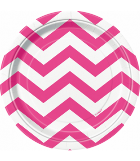 Hot Pink Chevron Small Paper Plates (8ct)