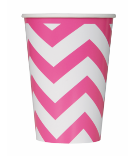Hot Pink Chevron 12oz Paper Cups (6ct)