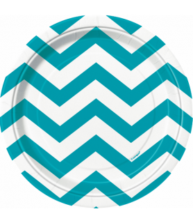 Teal Chevron Small Paper Plates (8ct)