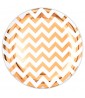 Rose Gold Shiny Metallic Chevron Extra Large Plastic Plates (10ct)