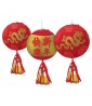 Chinese New Year Deluxe Paper Lanterns w/ Tassels (3ct)