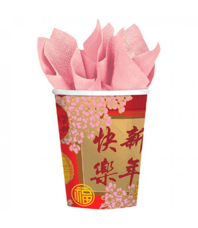 9 oz. Chinese New Year of the Rabbit Disposable Paper Cups - 8 Ct.