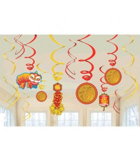 Chinese New Year Hanging Swirl Decorations (12pc)