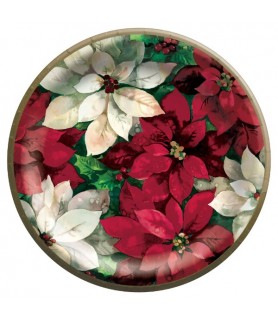 Christmas Poinsettia Small Paper Plates Value Party Pack (60ct)