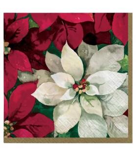 Christmas Poinsettia Small Napkins Value Party Pack (125ct)