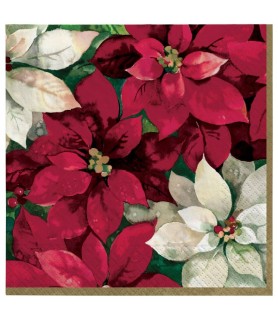 Christmas Poinsettia Lunch Napkins Value Party Pack (125ct)