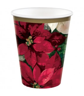 Christmas Poinsettia 9oz Paper Cups Value Party Pack (50ct)