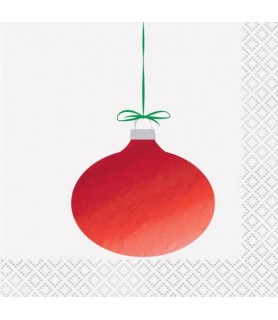 Christmas 'Red Ornament' Foil Small Napkins (16ct)