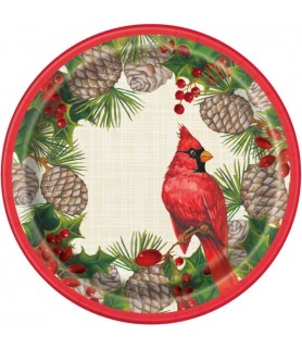Christmas 'Red Cardinal' Small Paper Plates (8ct)