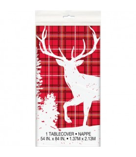 Christmas 'Plaid Deer' Plastic Tablecover (1ct)