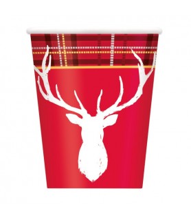 Christmas 'Plaid Deer' 9oz Paper Cups (8ct)