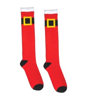 Christmas Santa Belt Adult Knee Socks (1 pair)