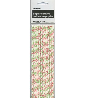 Christmas 'Whispers' Paper Drinking Straws (10pc)