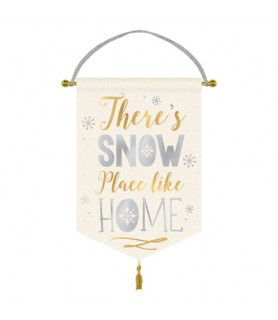 Christmas 'There's Snow Place Like Home' Deluxe Hanging Canvas Sign (1ct)