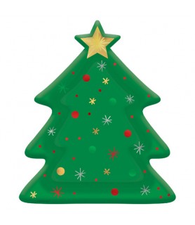 Christmas Tree Extra Large Shaped Paper Plates (8ct)
