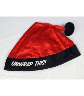 Christmas Adult Santa Hat 'Unwrap This' with Glitter Text (1ct)
