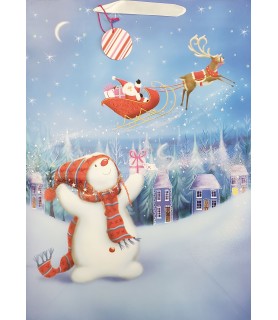 Christmas Santa and Snowman Jumbo Paper Gift Bag (1ct)