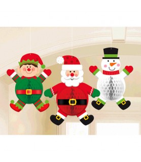 Christmas Characters Honeycomb Decorations (3pc)