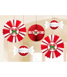 Christmas 'Peppermint Candy' Deluxe Hanging Decorations (5pc)