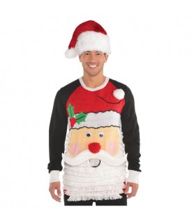 Christmas Santa Deluxe Adult Sweater (Large/Extra Large)