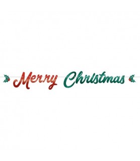 Christmas 'Merry Christmas' Glitter Letter Banner (1ct)