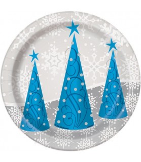 Christmas 'Silver Snowflake' Small Paper Plates (8ct)