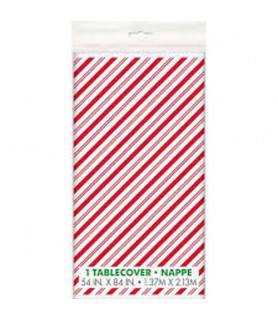 Christmas 'Red Stripes Snowman' Plastic Tablecover (1ct)
